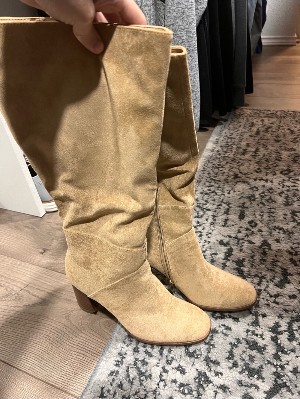 Tan Knee-High Suede Women's Boots